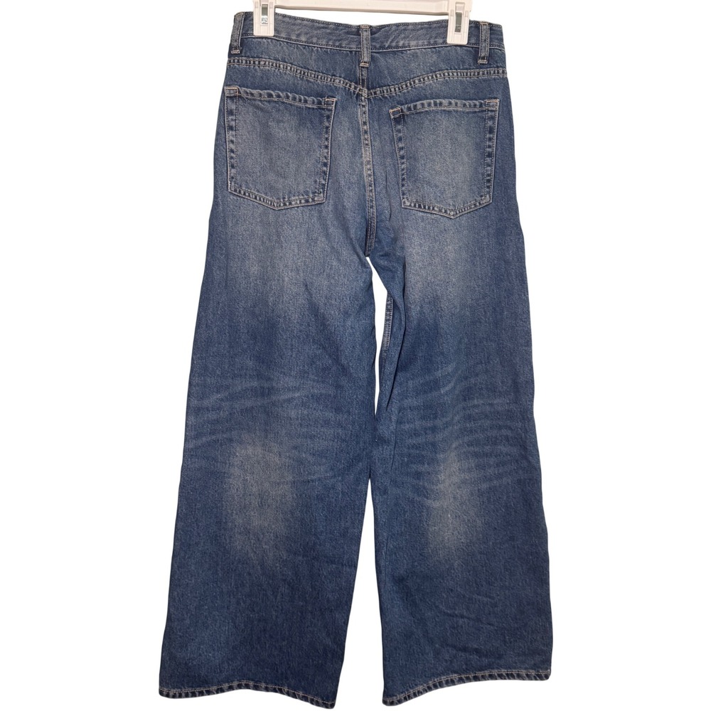 Zara Womens High Rise Wide Leg Jeans Medium Blue Wash Size 6